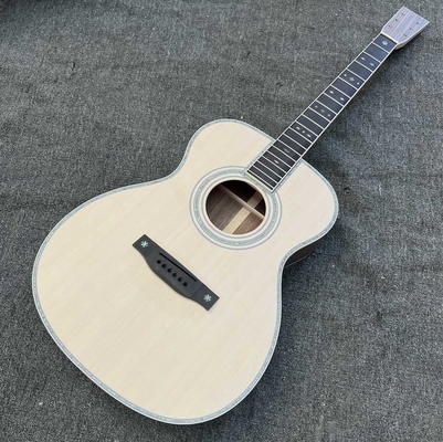 Custom Solid Spruce Top OM Kits Acoustic Guitar without Finishing, Customized Logo on Headstock supplier