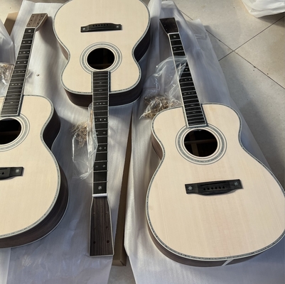 Custom Solid Spruce Top OM Kits Acoustic Guitar without Finishing, Customized Logo on Headstock supplier
