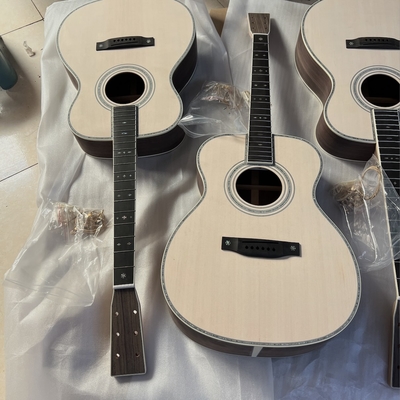 Custom Solid Spruce Top OM Kits Acoustic Guitar without Finishing, Customized Logo on Headstock supplier