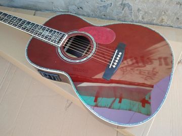 Wine red 39 inch 000 style acoustic guitar,Real Abalone inlays,Ebony fingerboard,Solid spruce top acoustic guitar supplier