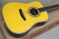 Factory custom yellow 41&quot; full solid OM 42 acoustic guitar with ebony fretboard,Abalone binding and inlay,Wilkinson tune supplier
