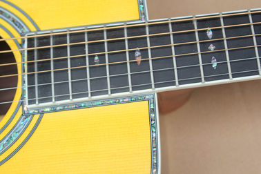 Factory custom yellow 41&quot; full solid OM 42 acoustic guitar with ebony fretboard,Abalone binding and inlay,Wilkinson tune supplier