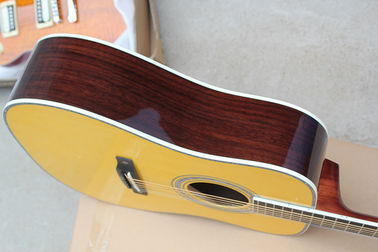 Factory custom yellow 41&quot; full solid OM 42 acoustic guitar with ebony fretboard,Abalone binding and inlay,Wilkinson tune supplier