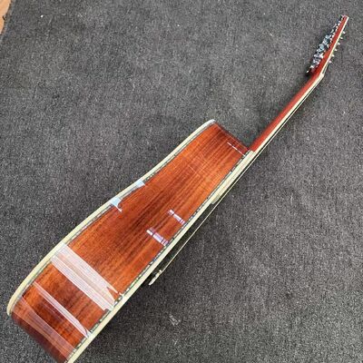 Custom 6/12 Strings Solid KOA Back Side Abalone Binding Acoustic Guitar with Customized Logo in Abalone supplier
