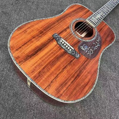 Custom 6/12 Strings Solid KOA Back Side Abalone Binding Acoustic Guitar with Customized Logo in Abalone supplier