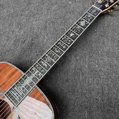 Custom 6/12 Strings Solid KOA Back Side Abalone Binding Acoustic Guitar with Customized Logo in Abalone supplier