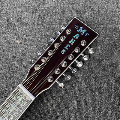 Custom 6/12 Strings Solid KOA Back Side Abalone Binding Acoustic Guitar with Customized Logo in Abalone supplier