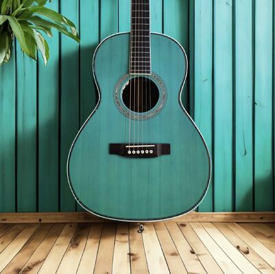Custom O28 Parlor Solid Rosewood Back Side Acoustic Guitar with 45mm Nut Width small O Guitar in Satin Blue Finishing supplier