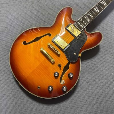Custom Gibson Style ES Supreme Bourbon Burst Semi Hollow Body Jazz Electric Guitar supplier