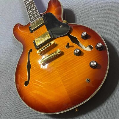 Custom Gibson Style ES Supreme Bourbon Burst Semi Hollow Body Jazz Electric Guitar supplier