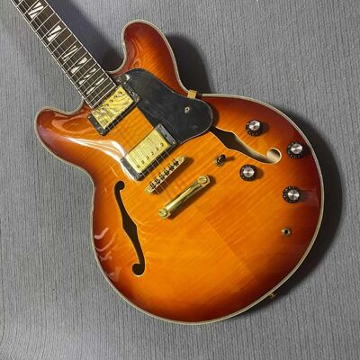 Custom Gibson Style ES Supreme Bourbon Burst Semi Hollow Body Jazz Electric Guitar supplier
