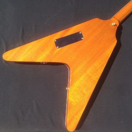 Good quality Electric Guitar with yellow colors and flybird shape by two pickups flying v electric guitar supplier