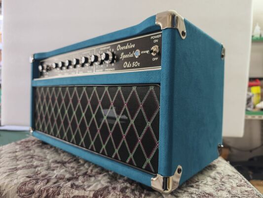 Grand Amp ODR, Custom Handwired Overdrive Special Reverb Valve Guitar Amplifier Head ODS50R by Grand 50W, JJ Tubes, Suede Blue, Accept OEM Amps supplier