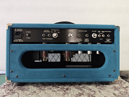 Grand Amp ODR, Custom Handwired Overdrive Special Reverb Valve Guitar Amplifier Head ODS50R by Grand 50W, JJ Tubes, Suede Blue, Accept OEM Amps supplier