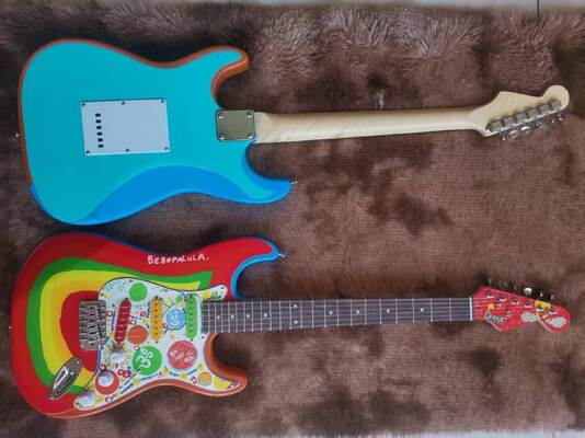 Custom Grand George Harrison Rocky Electric Guitar Accept Guitar and Bass with Colorful Pickups OEM supplier