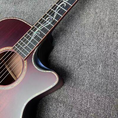 AAAAA solid koa top k24ce body SOLID KOA back side Taylor style acoustic guitar bone nut supplier