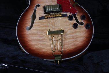 Top Quality Stock Full Hollow Body 41'' Electric Guitar Small Gold Hardware Black Color supplier