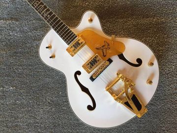 Custom Inlay Design White Gretsc Falcon 6120 Semi Hollow Jazz Electric Guitar (GT-10) supplier