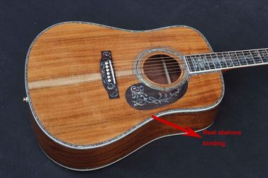 Handmade Deluxe solid koa wood Acoustic guitar, acoustic Guitarra, solid koa wood with abalone inlay supplier