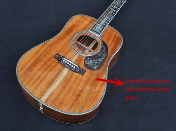 Handmade Deluxe solid koa wood Acoustic guitar, acoustic Guitarra, solid koa wood with abalone inlay supplier