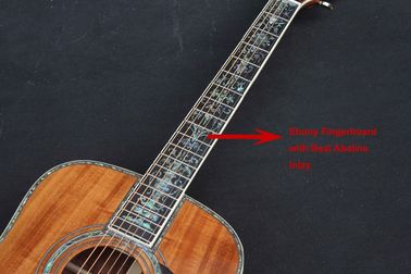 Handmade Deluxe solid koa wood Acoustic guitar, acoustic Guitarra, solid koa wood with abalone inlay supplier