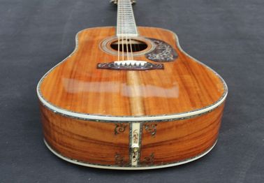 Handmade Deluxe solid koa wood Acoustic guitar, acoustic Guitarra, solid koa wood with abalone inlay supplier