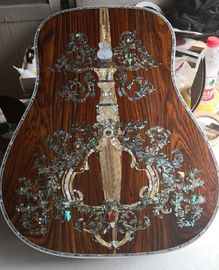 Handcraft deluxe abalone inlay binding solid spruce top cocobolo back sides D45l acoustic guitar supplier