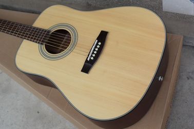 Factory custom 41 inch 20 frets 18 natural wood color acoustic guitar with solid top mahogany back supplier