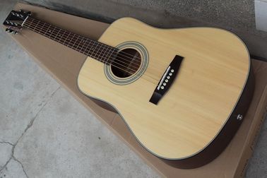 Factory custom 41 inch 20 frets 18 natural wood color acoustic guitar with solid top mahogany back supplier