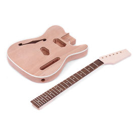 TL Tele Style Unfinished Electric Guitar DIY Kit Mahogany Body with F Soundhole Maple Wood Neck Rosewood Fingerboard supplier