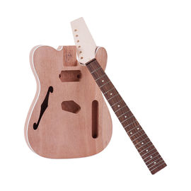 TL Tele Style Unfinished Electric Guitar DIY Kit Mahogany Body with F Soundhole Maple Wood Neck Rosewood Fingerboard supplier