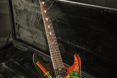 Hot popular skull inlay skull snake body top quality floydrose tremolo Electric guitar Guitarra black hardware electric supplier