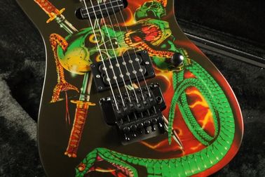 Hot popular skull inlay skull snake body top quality floydrose tremolo Electric guitar Guitarra black hardware electric supplier