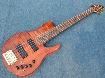 High End Flamed Maple Top Neck Through Body 5 strings gold Hardware Bass Guitar Guitarra custom bass guitar bass supplier