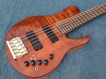 High End Flamed Maple Top Neck Through Body 5 strings gold Hardware Bass Guitar Guitarra custom bass guitar bass supplier