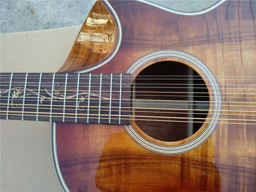 Koa wood Handmade jumbo acoustic 12 string armrest bevelled cutway 12 Strings custom acoustic electric guitar supplier