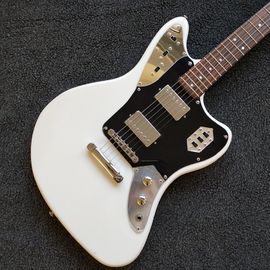 Custom Shop,Jaguar model with White Top,6 Strings Electric Guitar,Slivery hardware,Black Guardplate supplier