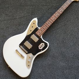 Custom Shop,Jaguar model with White Top,6 Strings Electric Guitar,Slivery hardware,Black Guardplate supplier