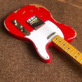 Electric guitar,handmade 6 stings telecast gitaar Tele electric Guitar relics by hands red color master build relic TL supplier