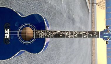 Best jumbo Blue flame maple wood acoustic Guitar Solid ebony Guitarra Customized acoustic 43 inch Jumbo guitar supplier