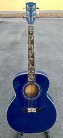 Best jumbo Blue flame maple wood acoustic Guitar Solid ebony Guitarra Customized acoustic 43 inch Jumbo guitar supplier