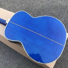 Best jumbo Blue flame maple wood acoustic Guitar Solid ebony Guitarra Customized acoustic 43 inch Jumbo guitar supplier