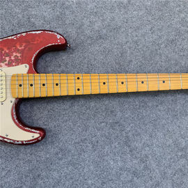 High Quality Electric Guitar Relic Retro Strat Electric Guitar with Pink Flower Color free shipping supplier