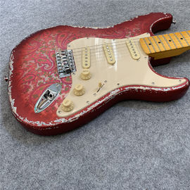 High Quality Electric Guitar Relic Retro Strat Electric Guitar with Pink Flower Color free shipping supplier