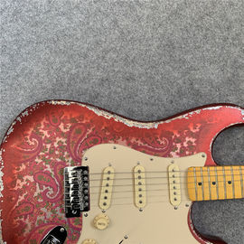 High Quality Electric Guitar Relic Retro Strat Electric Guitar with Pink Flower Color free shipping supplier