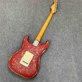 High Quality Electric Guitar Relic Retro Strat Electric Guitar with Pink Flower Color free shipping supplier