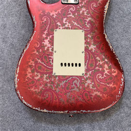 High Quality Electric Guitar Relic Retro Strat Electric Guitar with Pink Flower Color free shipping supplier