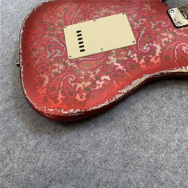 High Quality Electric Guitar Relic Retro Strat Electric Guitar with Pink Flower Color free shipping supplier