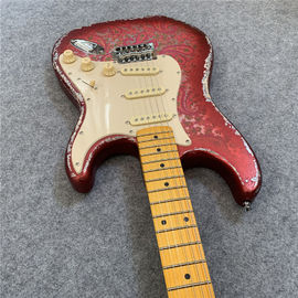 High Quality Electric Guitar Relic Retro Strat Electric Guitar with Pink Flower Color free shipping supplier