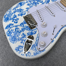 High Quality blue and white porcelain electric guitar white guitar birthday present free shipping supplier